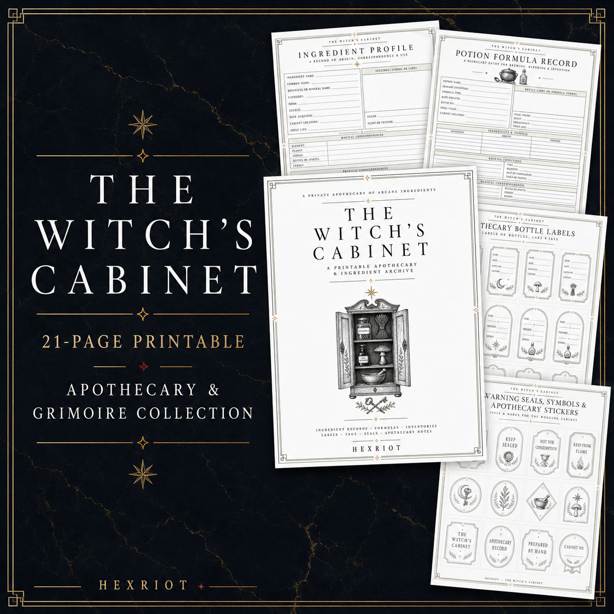 Witch's Cabinet | Witch Apothecary Grimoire Pages
