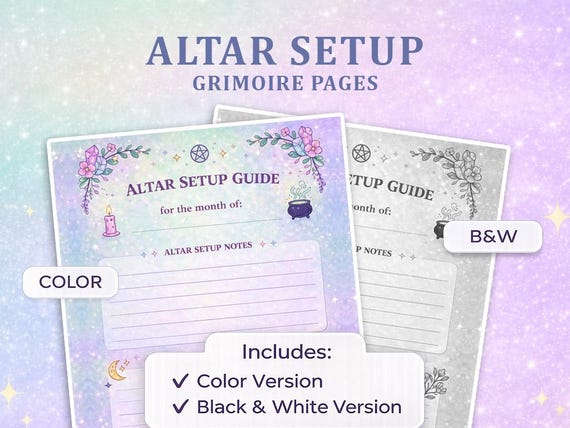 Altar Setup Guide Printable | Monthly Planner Grimoire Insert