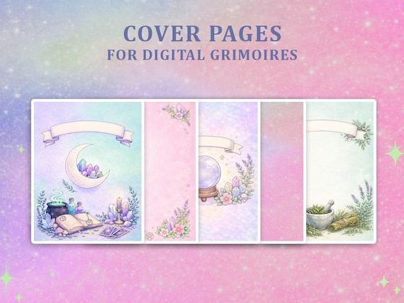 Witchy Digital Planner Covers | Pastel Grimoire Covers